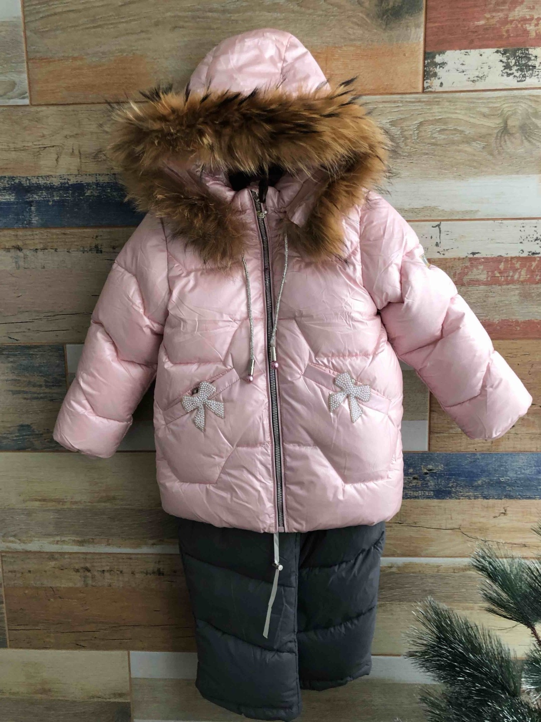Комплект с комбинезоном Lebo Junior серый, розовый