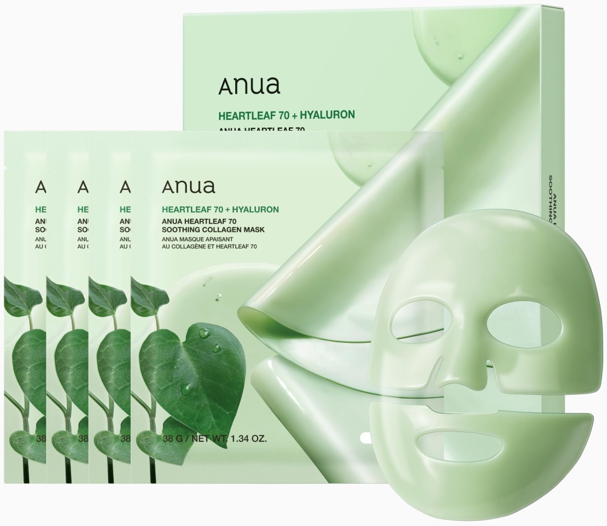 Маска для лица Anua гидрогелевая Heartleaf + Hyaluron Soothing Collagen Mask Гидрогелевые Маски с Коллагеном и Центеллой 4 шт