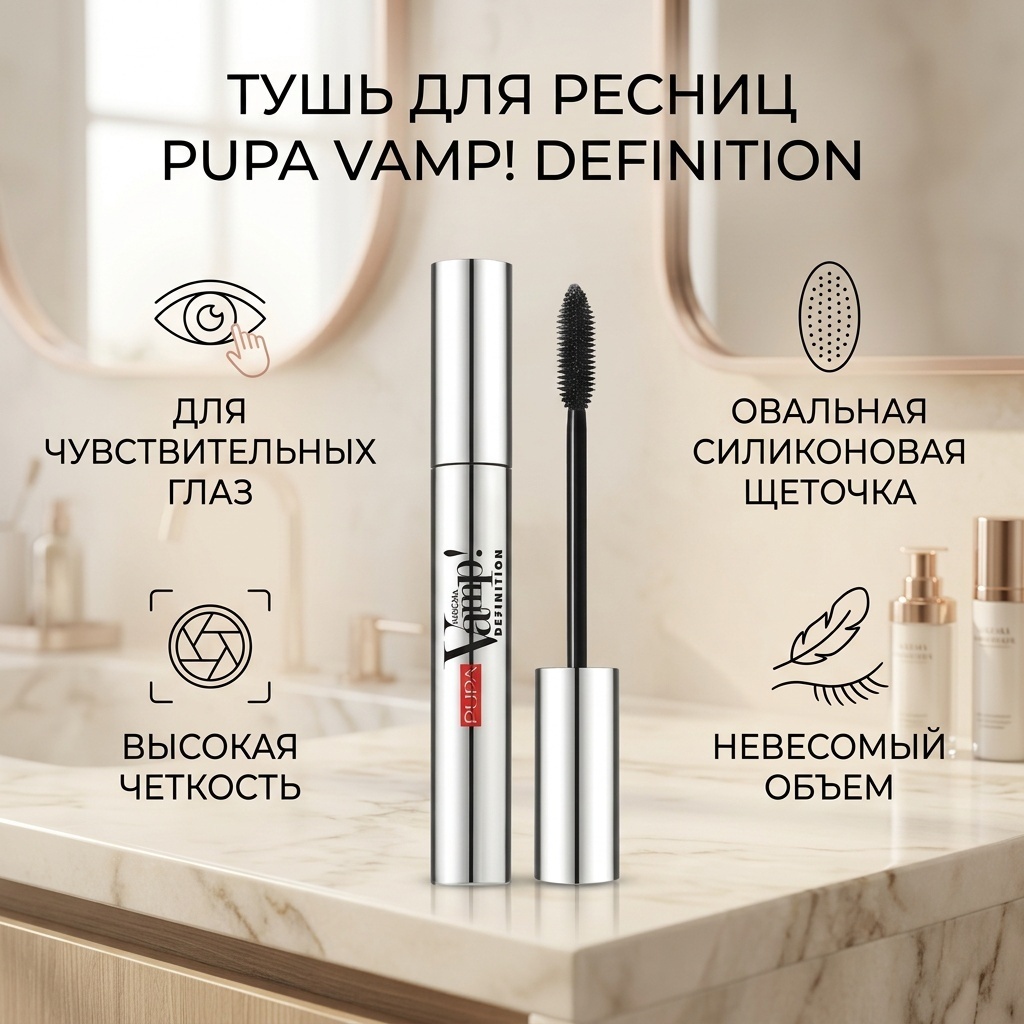 Тушь для ресниц PUPA Vamp! Definition для объема черный