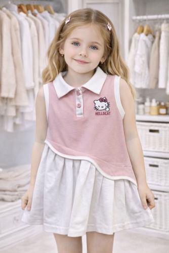 Повседневное платье Hello Kitty рисунок белый, розовый