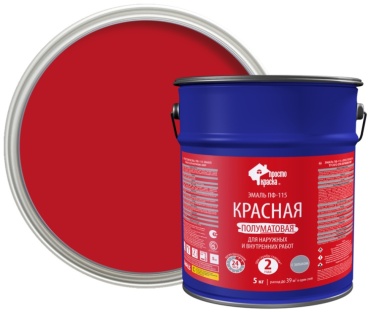 Простокраска эмаль полуматовая ПФ-115 5 кг, тон красный