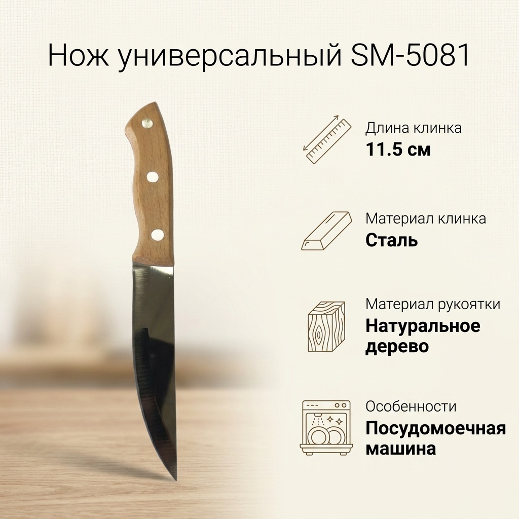 Нож универсальный , лезвие: сталь 1 шт