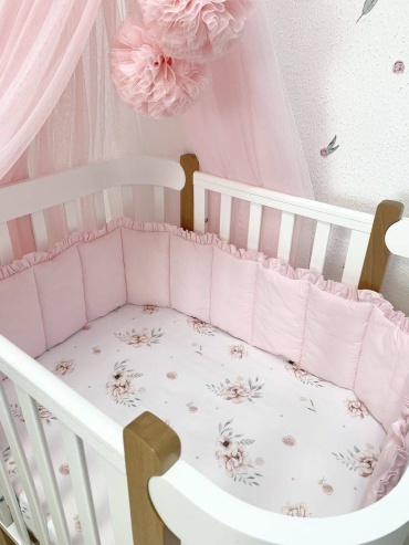 Бортики LAVbaby Textile Milky Cloud, хлопок, розовый