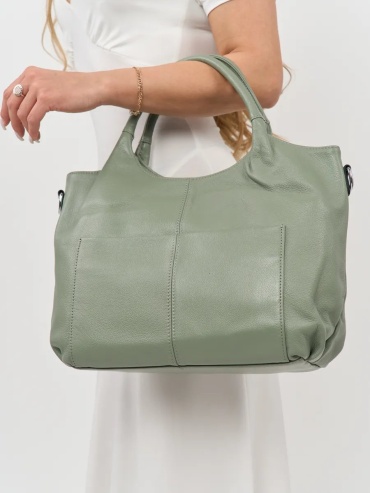 Сумка шоппер A&U BAGS натуральная кожа зеленый