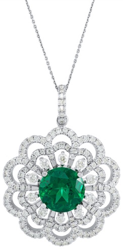 Подвеска Briolette M2252PK вес 6.98 г золото, бриллиант, наноизумруд