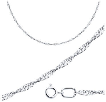 Diamant V40653 длина 60 см, вес 3.96 г серебро, плетение сингапур