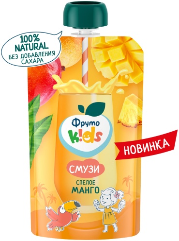 Детское пюре ФрутоKids СМУЗИ СПЕЛОЕ МАНГО 130 г, с 6 месяцев