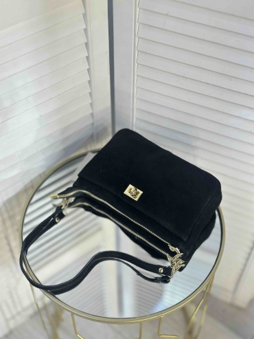 Сумка кросс-боди Genuine Leather натуральная замша черный