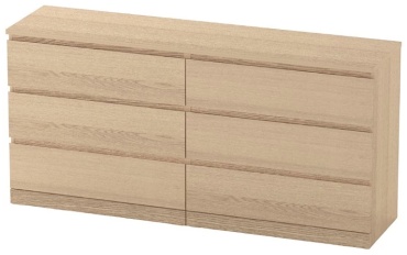 Комод Варма 6Д, 106.3x40x76 см, светло-коричневый