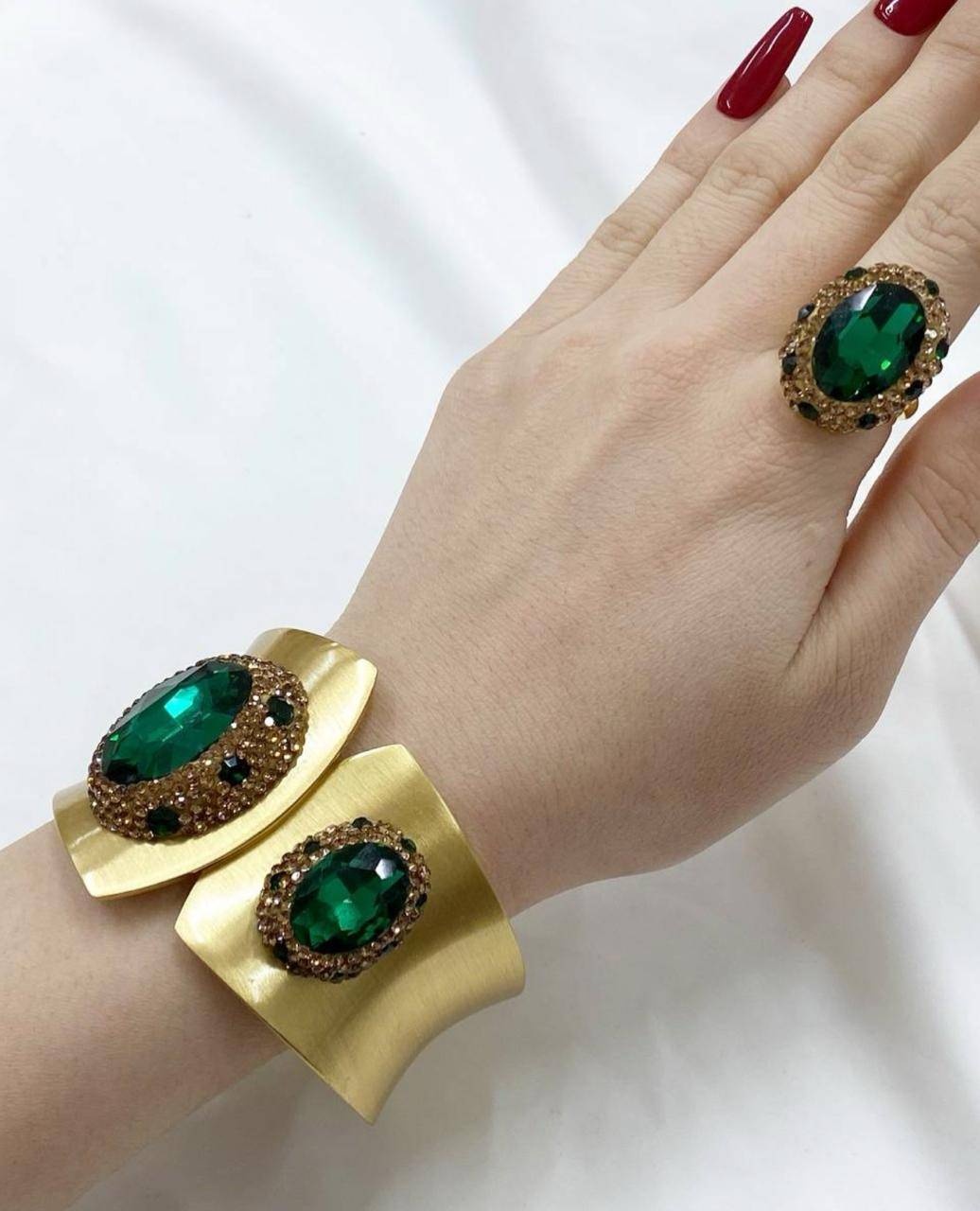Комплект бижутерный сплав, кристаллы Swarovski, султанит