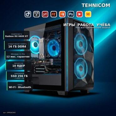 Tehnicom i5-13400F / RX 6600 XT 8 Гб / 16 Гб / 1000 Гб HDD+SSD 256 Гб / Win 11 Pro