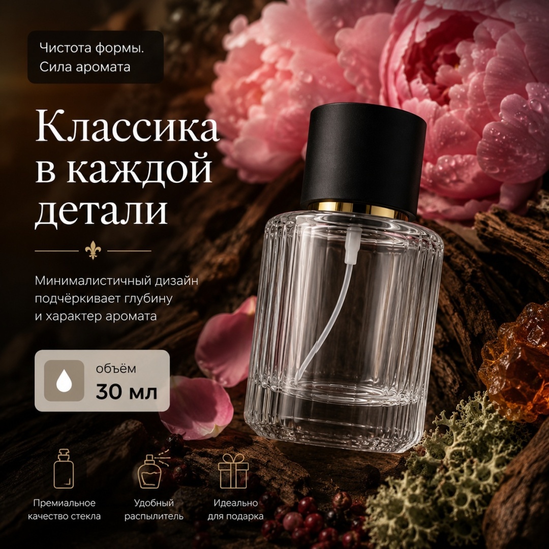 Флакон дорожный наливным путем стекло, пластик 30 мл 1 шт