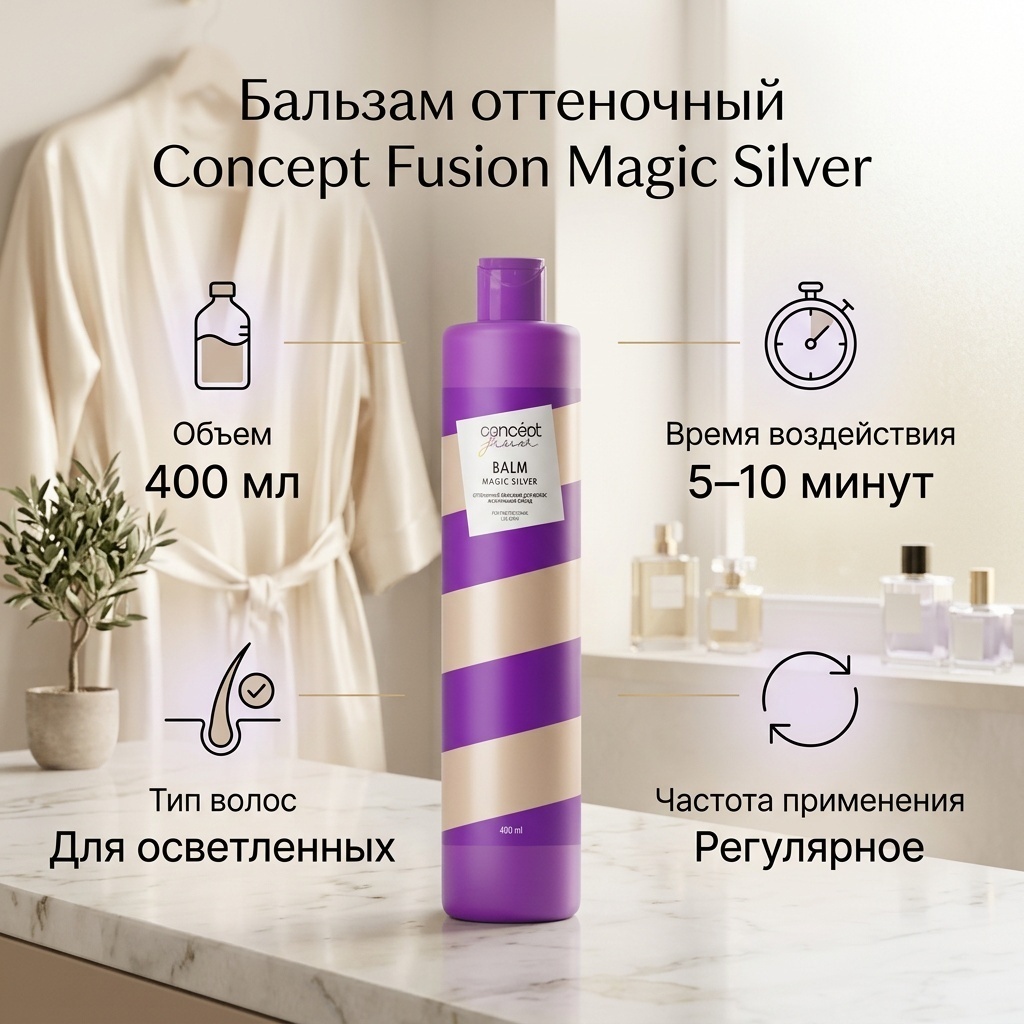 Concept бальзам оттеночный Бальзам оттеночный для волос, оттенок жемчужный блонд Magic Silver 400 мл