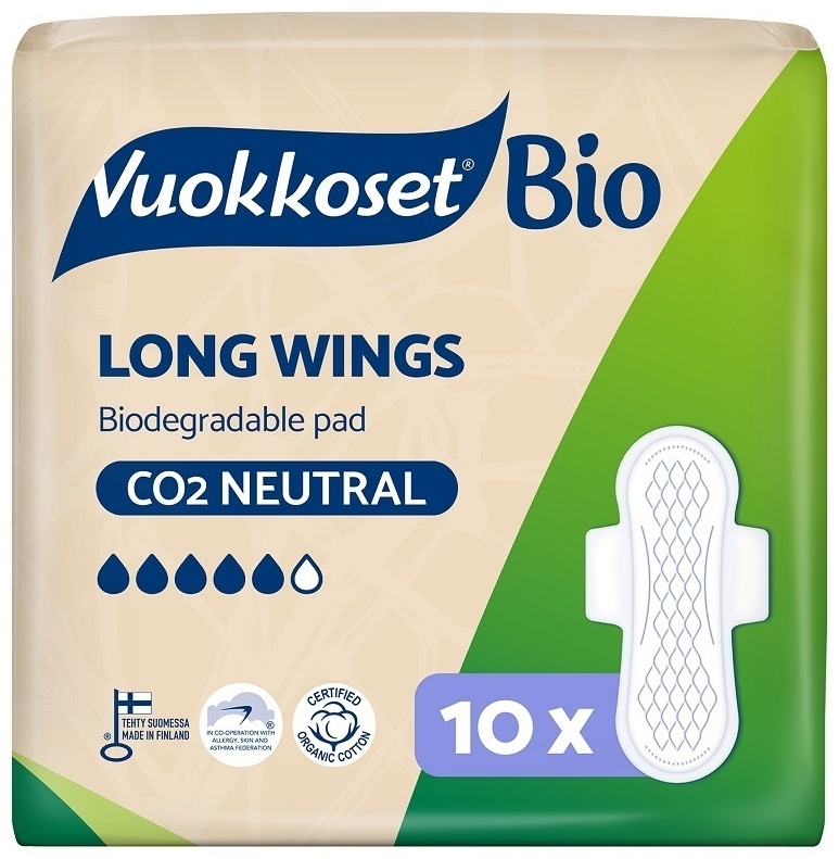 Vuokkoset прокладки Bio Long Wings 10 шт