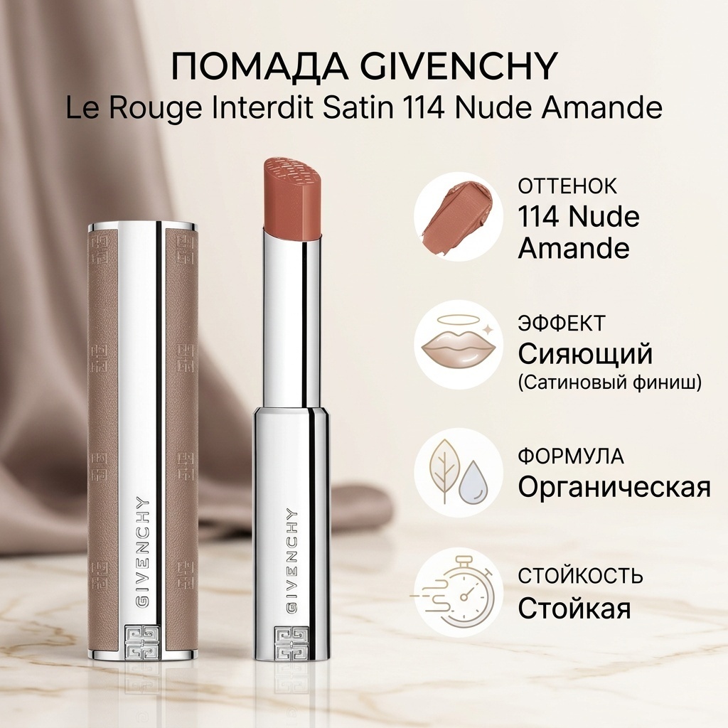 GIVENCHY Le Rouge Interdit Satin помада 114 Nude Amande