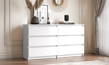 Комод GreenMebel Люмо КМ-6Я, 138.1x39x75.4 см, белый
