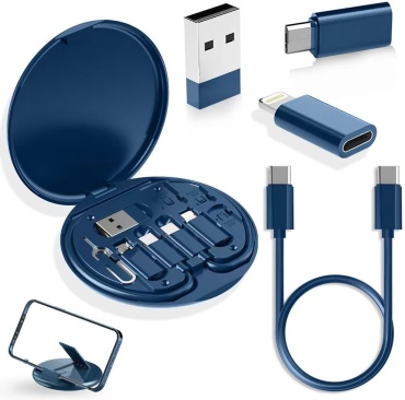 Переходник USB 2.0 (F), USB TypeC (M), micro-USB 2.0 (M), Lightning (M), 0.05 м, синий