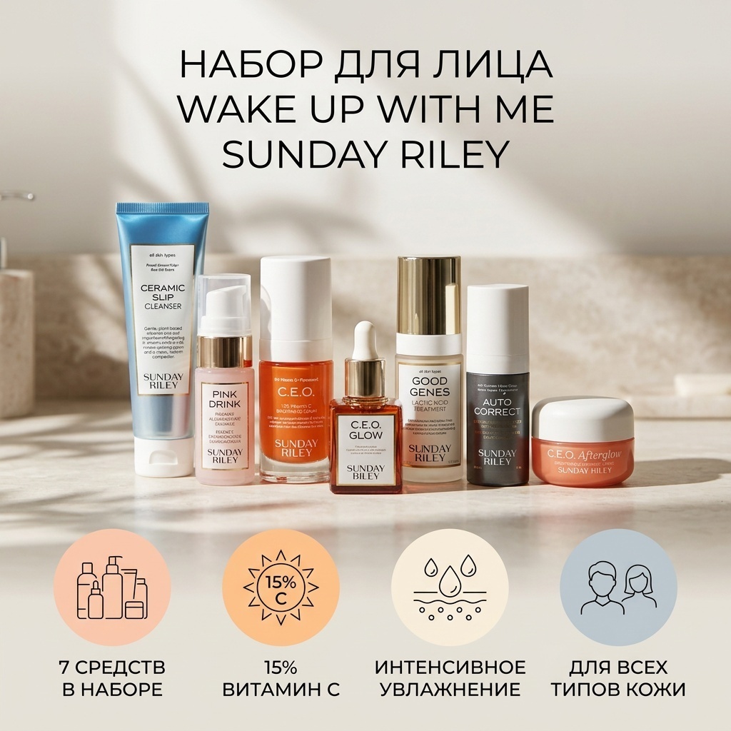 SUNDAY RILEY WAKE UP WITH ME COMPLETE MORNING ROUTINE набор по уходу за лицом унисекс