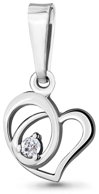 Подвеска AQUAMARINE 655540 сердце вес 0.65 г серебро, фианит