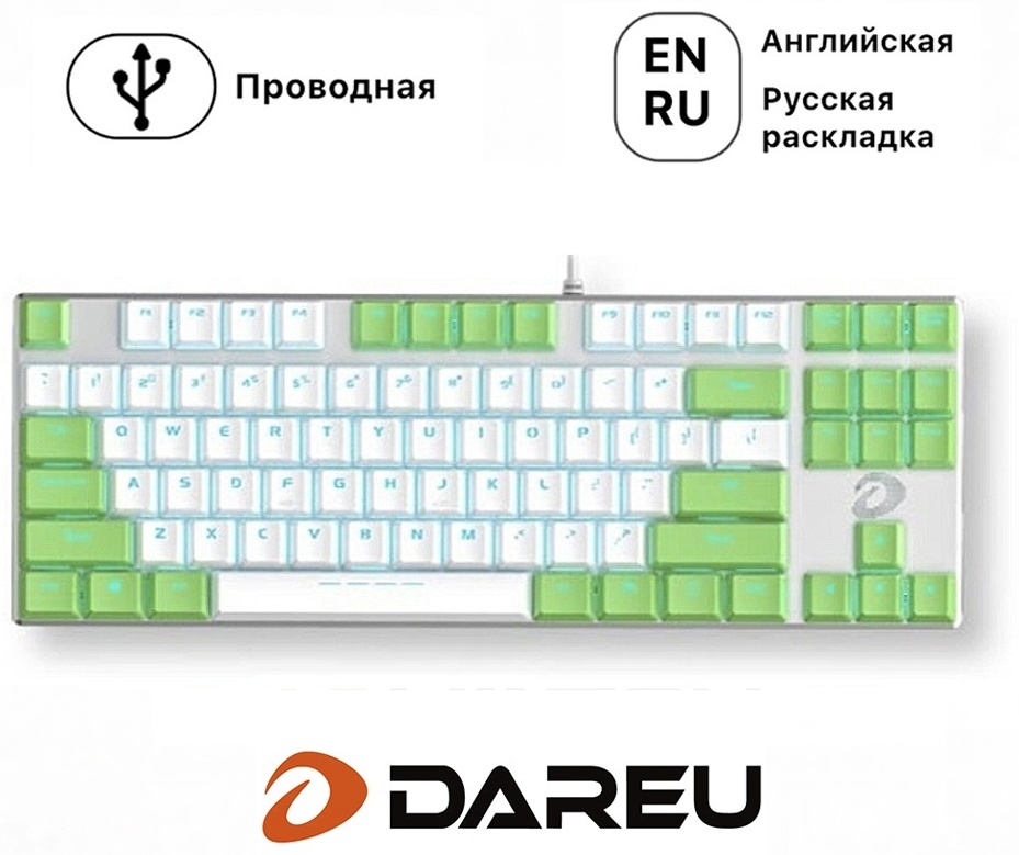 Клавиатура Dareu EK87 Blue Switch зеленый