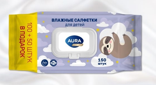 Влажные салфетки AurA PREMIUM 150 шт