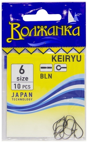 Крючок для рыбалки ВОЛЖАНКА Крючки Keiryu # 6 (10шт/уп) одинарный черный 10 шт