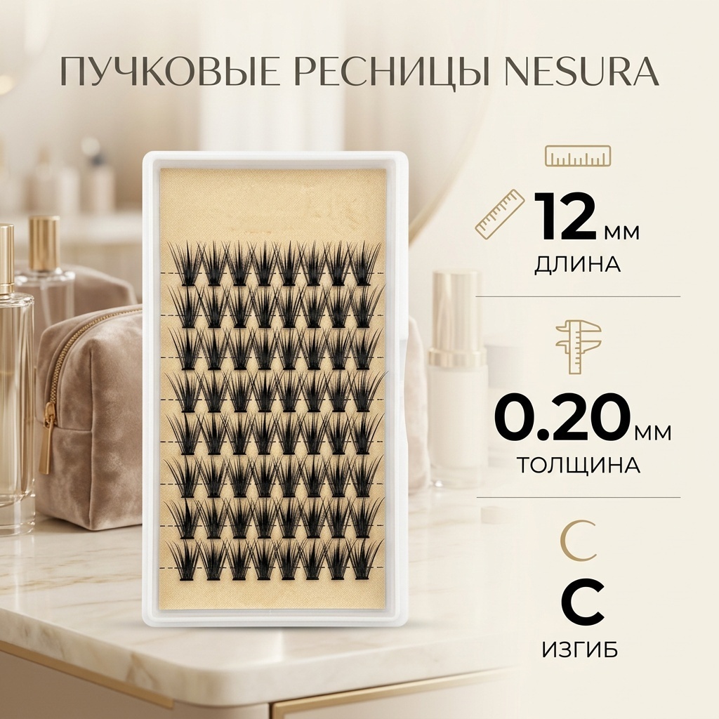 NESURA пучковые C 0.20 мм черный 12 мм