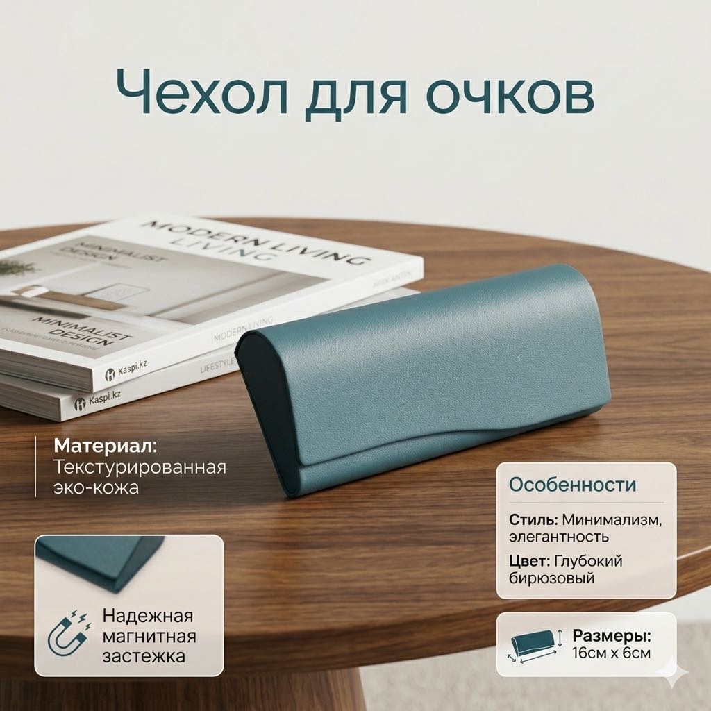 Жесткий футляр искусственная кожа, 6 x 16 см темно-бирюзовый