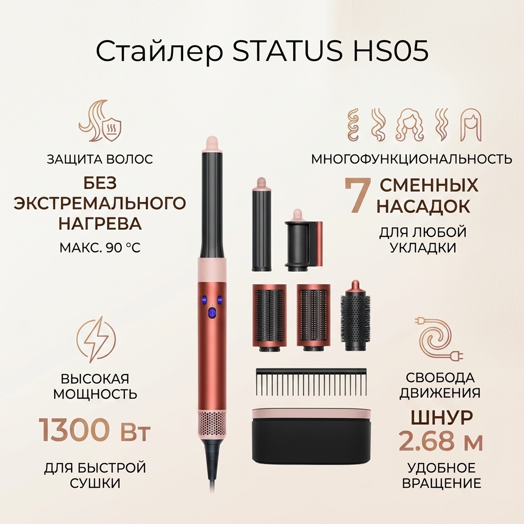 HS05 status стайлер красный, розовый, бронзовый