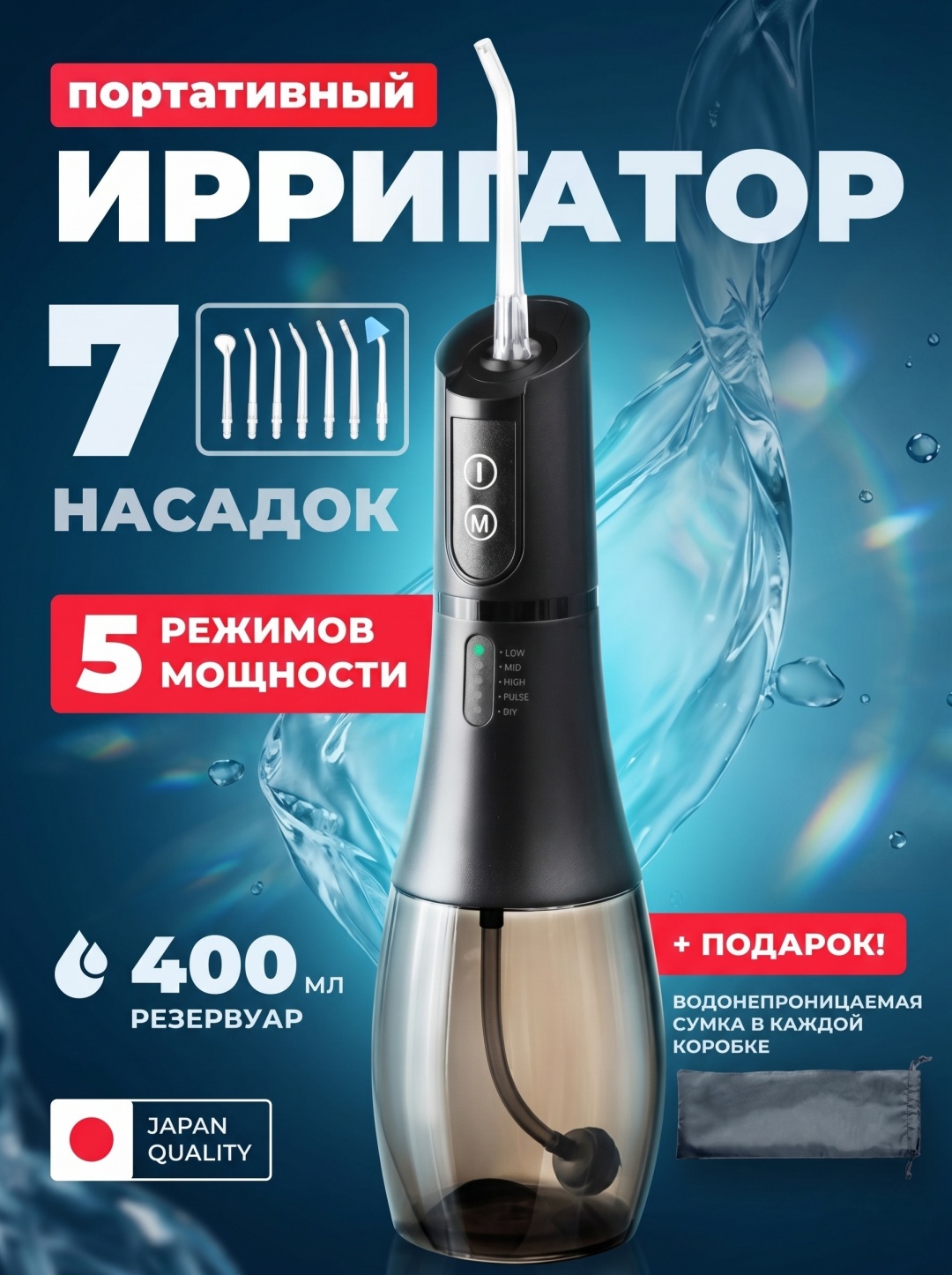 LARKO ирригатор Pro+ импульсный, портативный