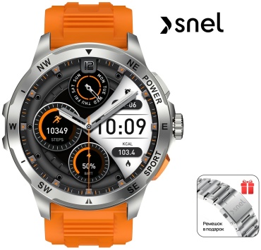 SNEL Watch REGENT 43 мм серебристый-оранжевый-оранжевый