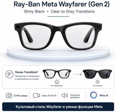 Смарт-очки Ray-Ban Wayfarer (Gen 2) черный