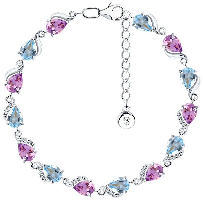 SOKOLOV Микс камней V77531 длина 19 см, вес 7.81 г серебро, плетение отсутствует