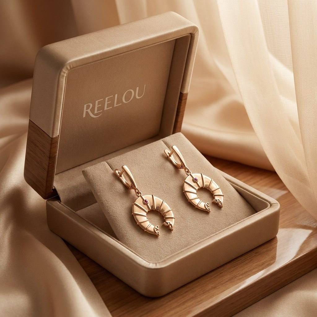 Серьги REELOU Томирис вес 3 г сплав покрытый золотом 24К, без вставок