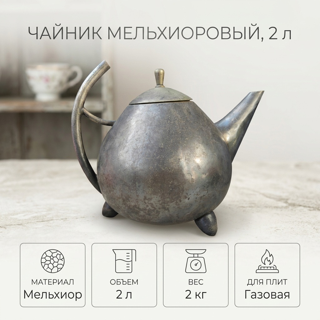 Чайник 30431473_385182780 2 л, мельхиор