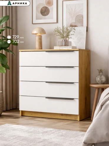 Комод ADKmebel Aldoro12, 70x33.4x72.9 см, белый, золотой
