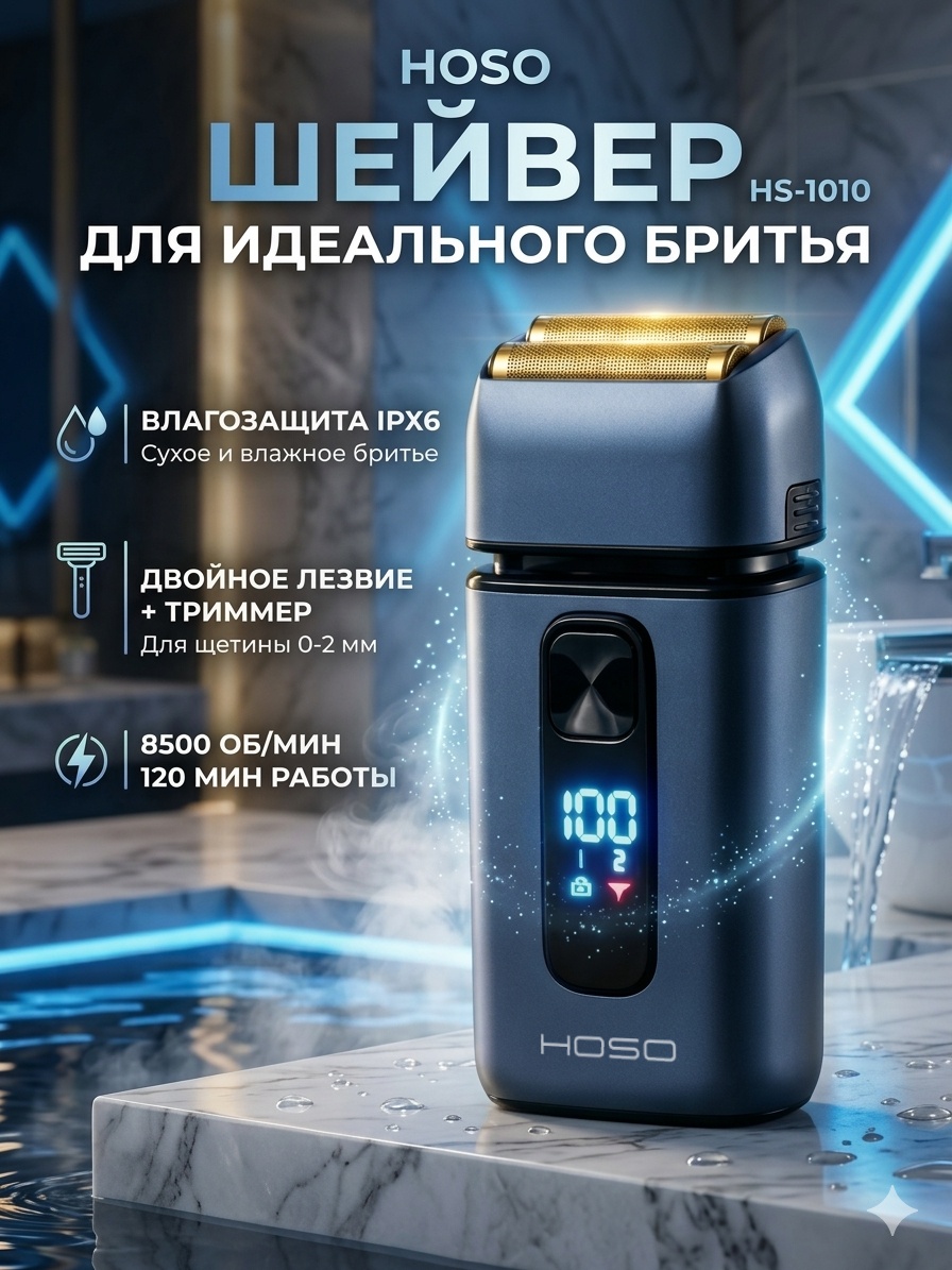 Электробритва HOSO HS-1010 Электробритва 2в1 шейвер для бороды сеточная