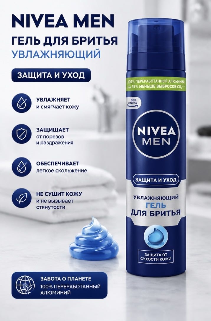 NIVEA Увлажняющий гель для бритья 200 мл