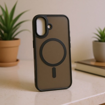 Чехол MNS для Apple iPhone 16 темно-прозрачный