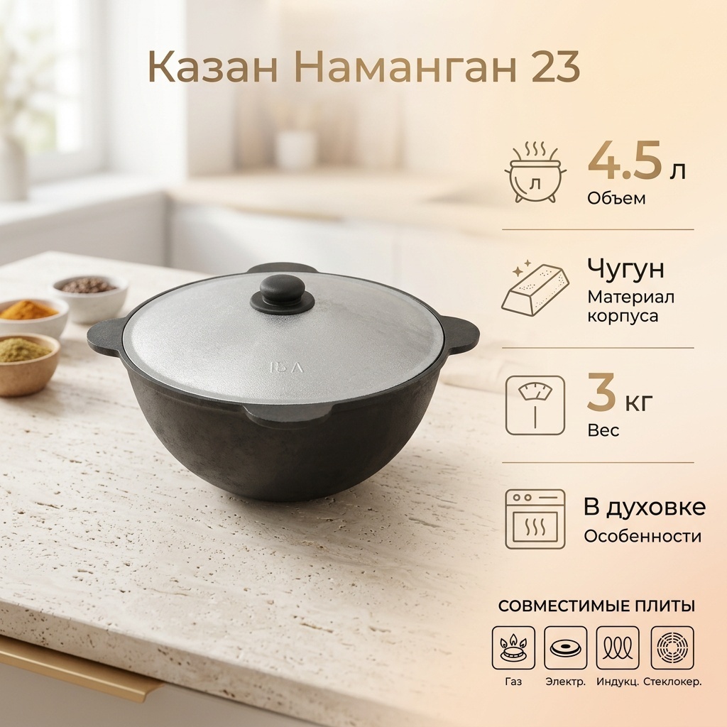 Казан Наманган 4.5 л, чугун