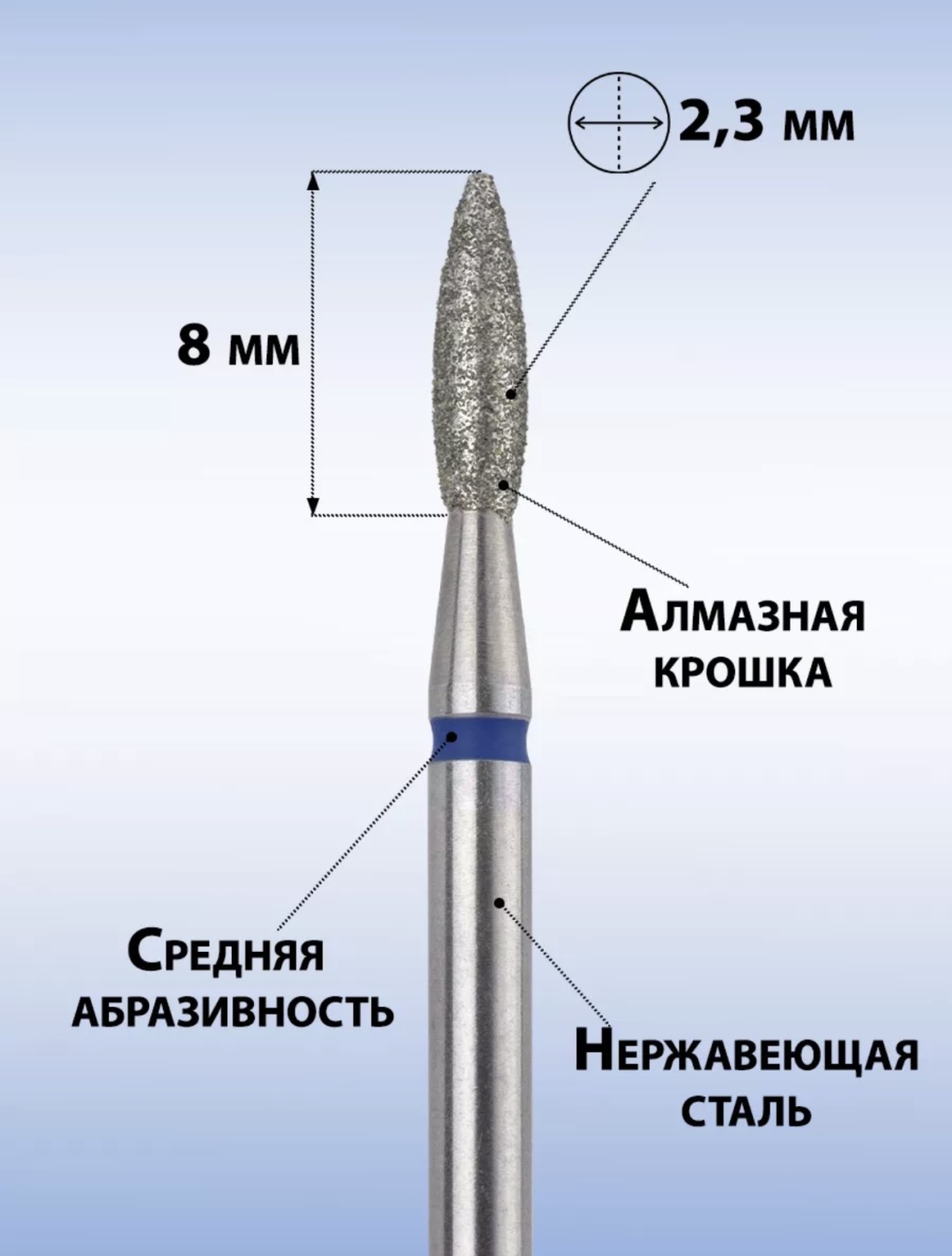 Насадка MANITA PROFESSIONAL 023 фреза пламя насечка синяя 1 шт