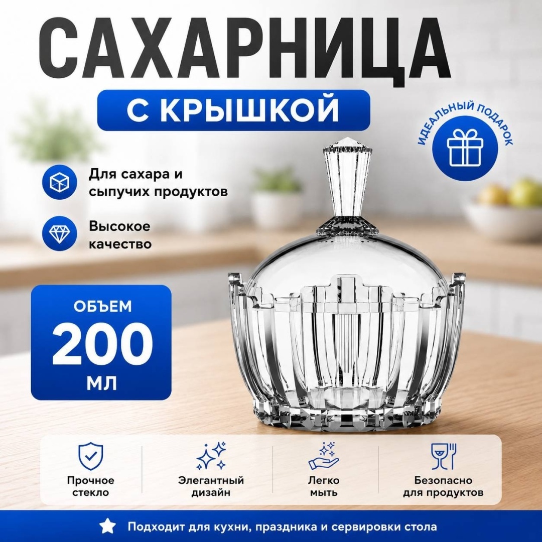 SAGADAT сахарница S-275 1 шт, стекло