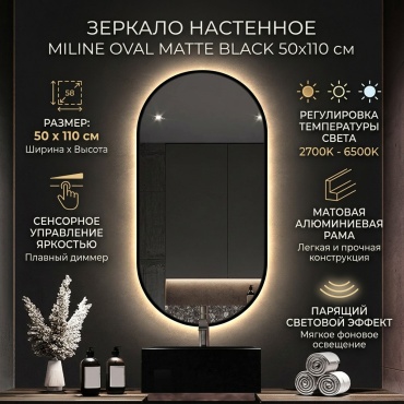 Зеркало настенное Miline 50x110 см
