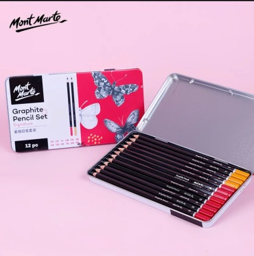 Карандаш Mont Marte Graphite pencil set, H, HB, 2H, 3H, 2B, 3B, 4B, 5B, 6B, 7B, 8B, 9B, 12 шт