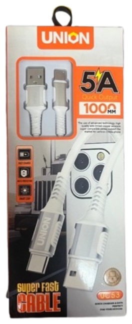 Купить Кабель Union USB 2.0 (M), USB TypeC (M), 1 м, белый в Алматы ...