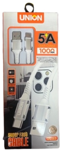 Кабель Union USB 2.0 (M), USB TypeC (M), 1 м, белый