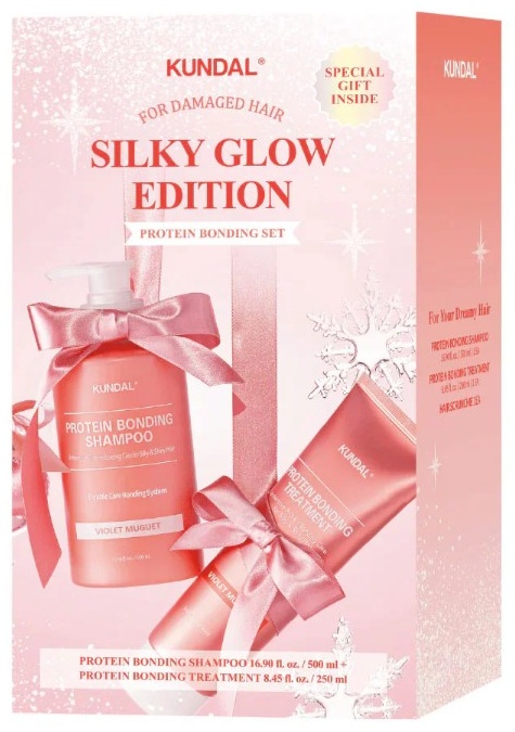 Kundal Silky Glow Edition Protein Bonding Set. набор по уходу за волосами и телом унисекс