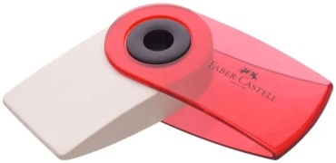 Ластик Faber-Castell "Sleeve Mini", прямоугольный, 542513мм, прозрачный красный/синий/бирюзовый пластиковый футляр