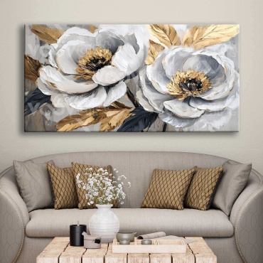 Araystudio.kz картина интерьерная "Две белые пионы” 120x60 см