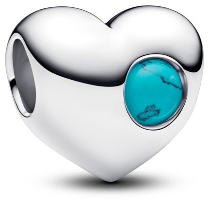 Шарм PANDORA «Сердце» с бирюзовым камнем для гравировки 794161C12 вес 2,76 г серебро, кристалл